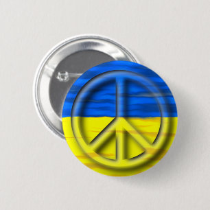 Badge Rond 5 Cm Peace For Ukraine Logo Flag