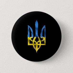 Badge Rond 5 Cm Peace for Ukraine Ukrainian vintage trident suppor