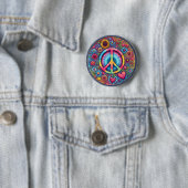 Badge Rond 5 Cm "Peace Hearts and Flower" Button (En situation)