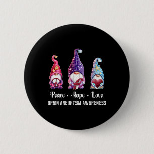 Badge Rond 5 Cm Peace Hope Love Gnomes Cerveau Aneurysme sensibili