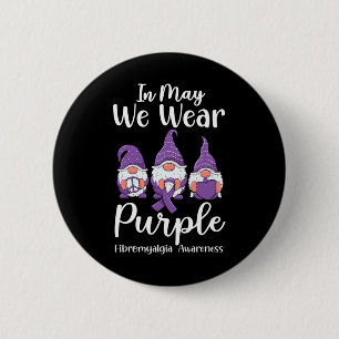 Badge Rond 5 Cm Peace Hope Love Gnomes Purple Ribbon Fibromyalgia