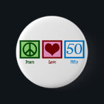 Badge Rond 5 Cm Peace Love 50<br><div class="desc">Un joli cadeau du cinquantième anniversaire.</div>