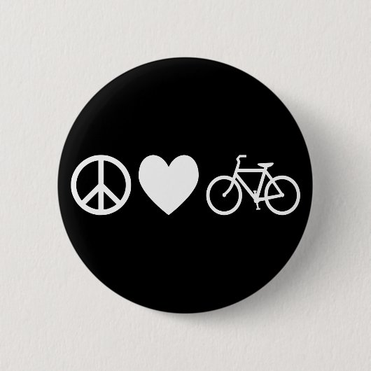 Badge Rond 5 Cm Peace Love and Bicycles (Devant)