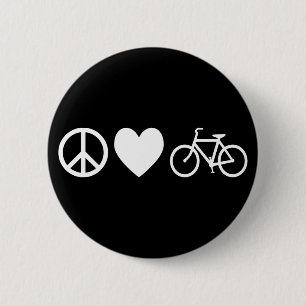 Badge Rond 5 Cm Peace Love and Bicycles