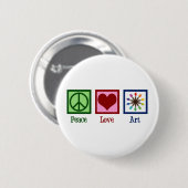 Badge Rond 5 Cm Peace Love Art Professeur Cute Paintbrush (Devant & derrière)