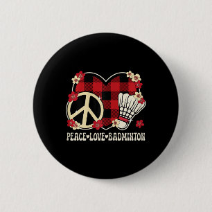 Badge Rond 5 Cm Peace Love Badminton Amoureux tenue femmes filles