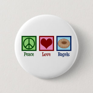Badge Rond 5 Cm Peace Love Bagels