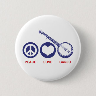 Badge Rond 5 Cm Peace Love Banjo