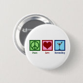 Badge Rond 5 Cm Peace Love Bartending (Devant & derrière)