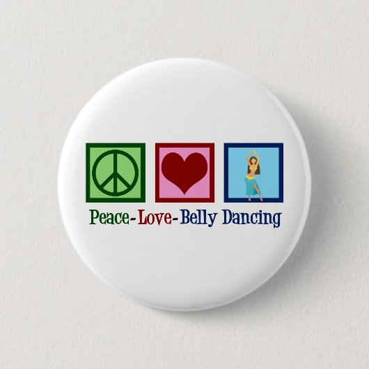 Badge Rond 5 Cm Peace Love Belly Dancing (Devant)