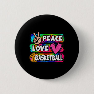 Badge Rond 5 Cm Peace Love Bysketbyll Lover Cute Tie Dye Girls Boy