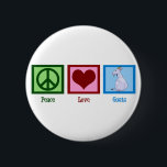 Badge Rond 5 Cm Peace Love Chèvres<br><div class="desc">Un joli signe de paix vert,  un coeur rouge et un adorable cadeau de chèvre pour un fermier ou une personne qui aime les animaux de ferme.</div>
