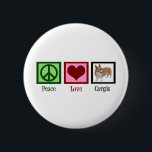 Badge Rond 5 Cm Peace Love Corgi photo<br><div class="desc">Un joli cadeau de Noël pour les propriétaires de corgi avec un joli signe de paix vert,  le coeur rouge et un beau chien de corgi pembroke.</div>