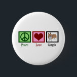 Badge Rond 5 Cm Peace Love Corgi photo<br><div class="desc">Un joli cadeau de Noël pour les propriétaires de corgi avec un joli signe de paix vert,  le coeur rouge et un beau chien de corgi pembroke.</div>