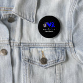 Badge Rond 5 Cm Peace Love Cure Alopecia Blue Ribbon Sensibilisati (En situation)