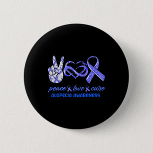 Badge Rond 5 Cm Peace Love Cure Alopecia Sensibilisation