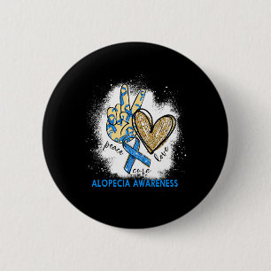 Badge Rond 5 Cm Peace Love Cure Bleached Alopecia Sensibilisation