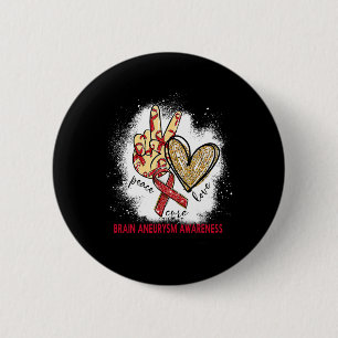Badge Rond 5 Cm Peace Love Cure Bleached Cerveau Aneurysme Sensibi