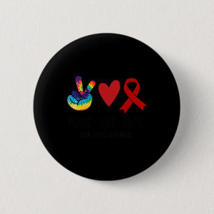 Badge Rond 5 Cm Peace Love Cure Blood Cancer Sensibilisation Lieu
