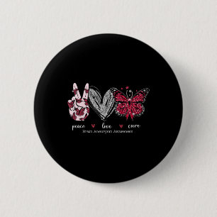 Badge Rond 5 Cm Peace Love Cure Cerveau Aneurysme Guerrier Bourgog