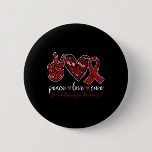 Badge Rond 5 Cm Peace love cure Cerveau Aneurysme mois de sensibil