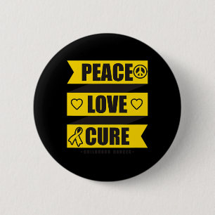 Badge Rond 5 Cm Peace Love Cure Chilhood Cancer Awareness 1