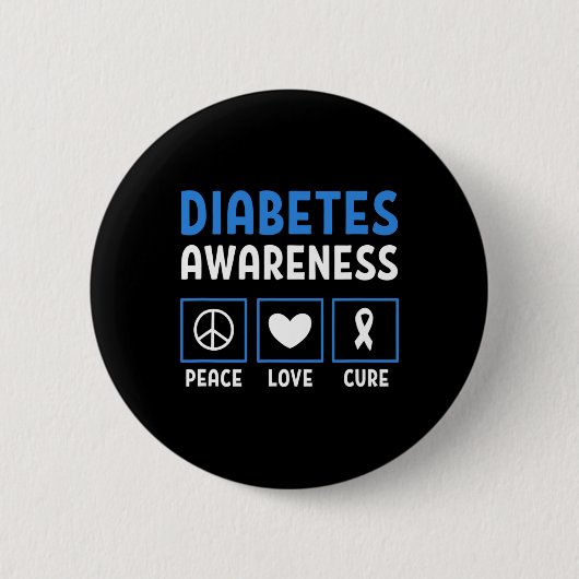 Badge Rond 5 Cm Peace Love Cure Diabetes Sensibilisation 3 (Devant)