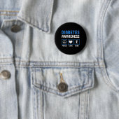 Badge Rond 5 Cm Peace Love Cure Diabetes Sensibilisation 3 (En situation)