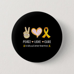 Badge Rond 5 Cm Peace Love Cure Enfance Cancer Sensibilisation Hom