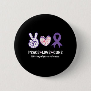 Badge Rond 5 Cm Peace Love Cure Fibromyalgie Mois de sensibilisati