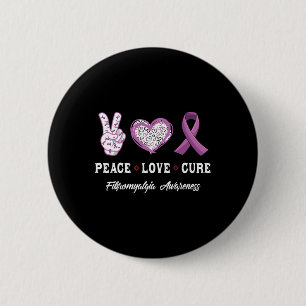 Badge Rond 5 Cm Peace Love Cure Fibromyalgie Sensibilisation Homme