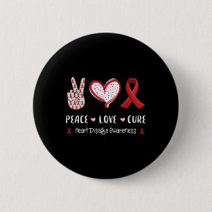Badge Rond 5 Cm Peace Love Cure Heart Disease Awareness Hommes Fem