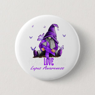 Badge Rond 5 Cm Peace Love Cure Lupus Sensibilisation Ribbon viole