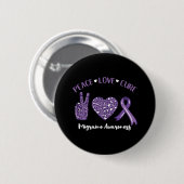 Badge Rond 5 Cm Peace Love Cure Migraine Awareness Ruban (Devant & derrière)