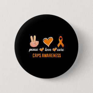 Badge Rond 5 Cm Peace Love Cure Orange Ribbon Rsd Crps Sensibilisa