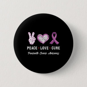 Badge Rond 5 Cm Peace Love cure Pancreatic cancer aware