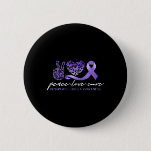 Badge Rond 5 Cm Peace Love Cure Pancréatic Cancer Awareness 1