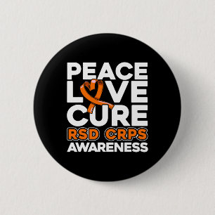 Badge Rond 5 Cm Peace Love Cure Rsd Crps Sensibilisation