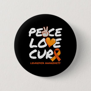 Badge Rond 5 Cm Peace Love Cure - Sensibilisation à la leucémie