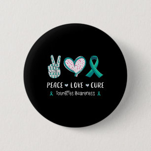 Badge Rond 5 Cm Peace Love Cure Tourette Sensibilisation Hommes