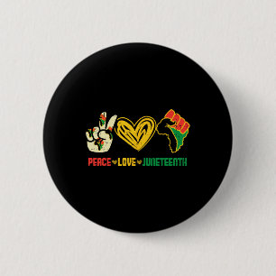 Badge Rond 5 Cm Peace Love Drapeau du 19 juin Africain Noir