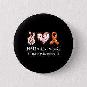 Badge Rond 5 Cm Peace Love guérison leucémie sensibilisation homme