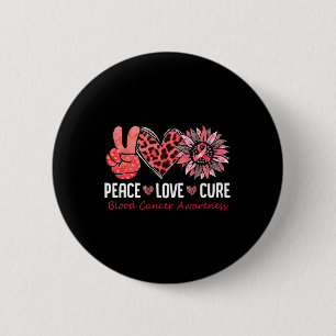 Badge Rond 5 Cm Peace Love Hope Blood Cancer Awareness Rouge Ruban