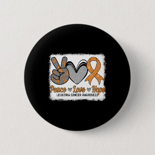 Badge Rond 5 Cm Peace Love Hope Leukemia Sensibilisation Mois Guer