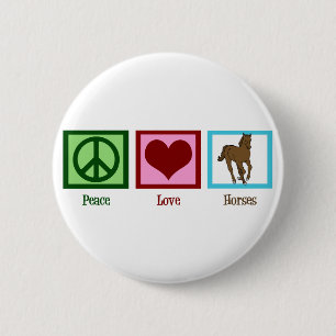 Badge Rond 5 Cm Peace Love Horses