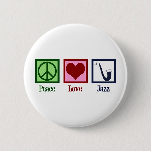 Badge Rond 5 Cm Peace Love Jazz Music Saxophone (Devant)