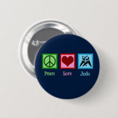 Badge Rond 5 Cm Peace Love Judo (Devant & derrière)