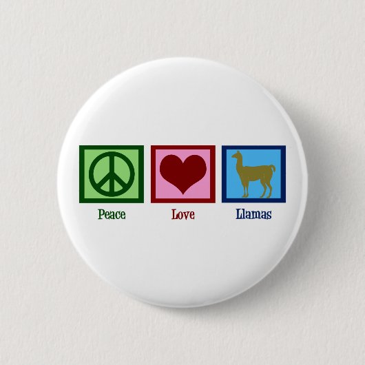 Badge Rond 5 Cm Peace Love Llamas (Devant)