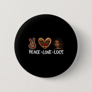 Badge Rond 5 Cm Peace Love Locs Black Melanin Femmes Histoire afri