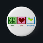 Badge Rond 5 Cm Peace Love Margaritas<br><div class="desc">J'aime les délicieuses margaritas. Un mignon bouton amant margarita pour passer aux clients de bar. Customisez avec votre nom d'entreprise de restaurant et transmettez-le aux clients.</div>